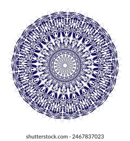 Contour mandala for color book. Monochrome illustration. Symmetrical pattern in a circle. Scalable image for scrapbook.
The template for printing on fabric. Picture for meditation and relaxation.
