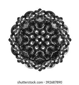 contour, Mandala. ethnic, religious design element with a circular pattern. tattoo