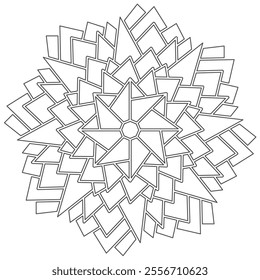 Contour mandala ornament for coloring and scrapbooking. Symmetrical pattern in Tantric yoga of Buddhism and Hinduism. A design element for the development of a color composition