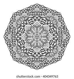 contour, Mandala. religious design element. tattoo. vector illustration