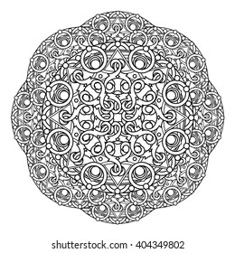 contour, Mandala. religious design element. tattoo. vector illustration