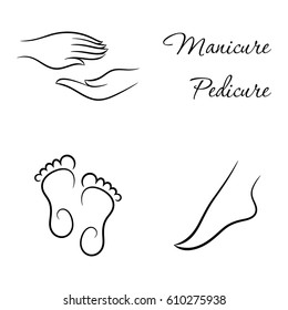 Contour manicure and pedicure pattern with feet and hands