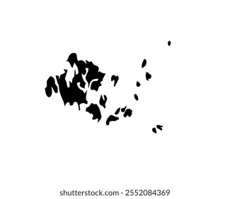 A contour map of Aland Islands. Vector graphic illustration on a transparent background with black country's borders