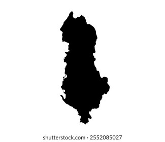 A contour map of Albania. Vector graphic illustration on a transparent background with black country's borders