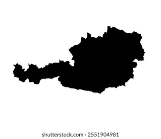 A contour map of Austria. Vector graphic illustration on a transparent background with black country's borders