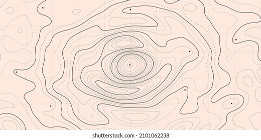 Contour map background. Vector geography scheme and terrain. Light topography grid map.