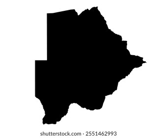 A contour map of Botswana. Vector graphic illustration on a transparent background with black country's borders