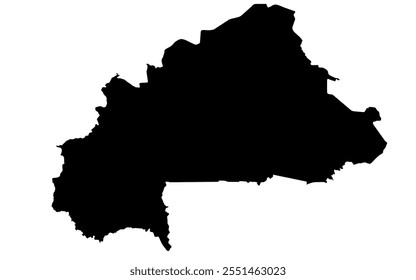 A contour map of Burkina Faso. Vector graphic illustration on a transparent background with black country's borders