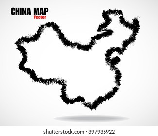 Contour map of China - vector illustration