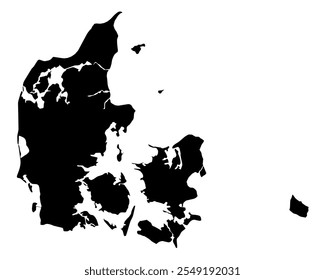 A contour map of Denmark. Vector graphic illustration on a transparent background with black country's borders