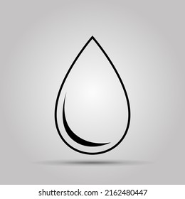 Contour map of a drop of water. Transparent liquid. Simple flat design. Icon. Vector object, illustration. Isolated background.