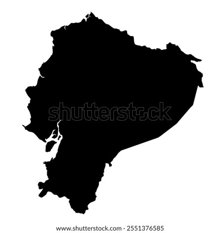 A contour map of Ecuador. Vector graphic illustration on a transparent background with black country's borders