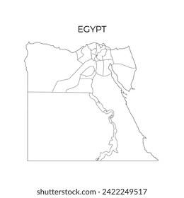 Contour-Karte von Ägypten. Verwaltungsabteilung Ägyptens. Ägyptische Regionen. Vektorgrafik