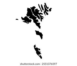 A contour map of Faroe Islands. Vector graphic illustration on a transparent background with black country's borders