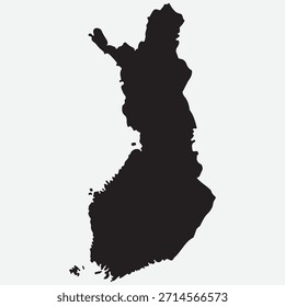 Um mapa de contorno da Finlândia. Ilustração gráfica vetorial em um fundo transparente com bordas de país preto Mapa da Finlândia em cor preta em um fundo branco