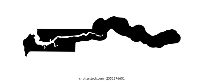 A contour map of Gambia. Vector graphic illustration on a transparent background with black country's borders