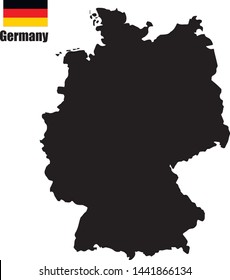 Contour map of Germany on White Background with national flag