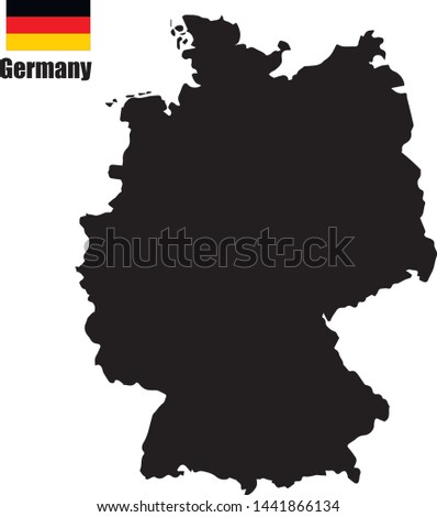 Contour map of Germany on White Background with national flag