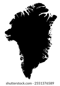 A contour map of Greenland. Vector graphic illustration on a transparent background with black country's borders