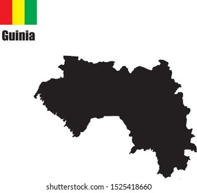 Contour map of Guina on white background with national flag