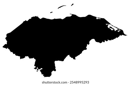 A contour map of Honduras. Vector graphic illustration on a transparent background with black country's borders