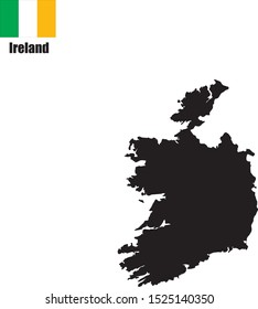 Contour map of Ireland on white background with national flag