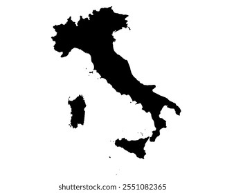 Eine Konturkarte von Italien. Vektorgrafik auf transparentem Hintergrund mit schwarzen Landesgrenzen