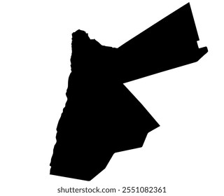Un mapa de contorno de Jordania. Ilustración gráfica de Vector sobre un fondo transparente con los bordes negros del país