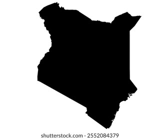 A contour map of Kenya. Vector graphic illustration on a transparent background with black country's borders
