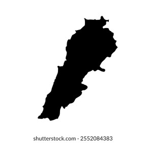 Um mapa de contorno do Líbano. Ilustração gráfica vetorial em um plano de fundo transparente com as bordas do país preto