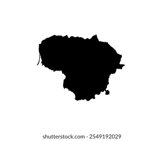 A contour map of Lithuania. Vector graphic illustration on a transparent background with black country's borders