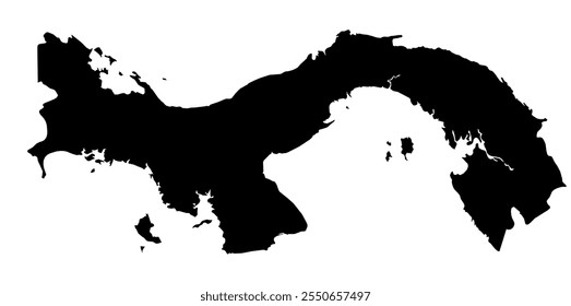 A contour map of Panama. Vector graphic illustration on a transparent background with black country's borders
