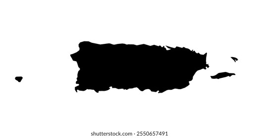 A contour map of Puerto RIco. Vector graphic illustration on a transparent background with black country's borders
