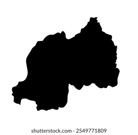 Um mapa de contorno de Ruanda. Ilustração gráfica vetorial em um plano de fundo transparente com as bordas do país preto