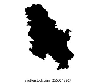 Um mapa de contorno da Sérvia. Ilustração gráfica vetorial em um plano de fundo transparente com as bordas do país preto