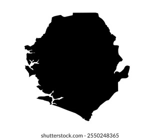 A contour map of Sierra Leone. Vector graphic illustration on a transparent background with black country's borders