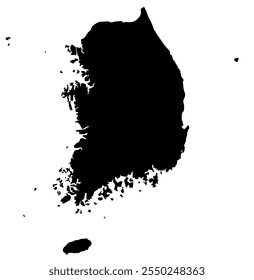 Un mapa de contorno de Corea del Sur. Ilustración gráfica de Vector sobre un fondo transparente con los bordes negros del país