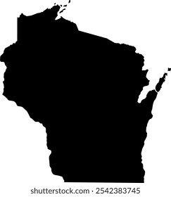 Mapa do contorno do estado de Wisconsin, EUA. Ilustração gráfica vetorial em um plano de fundo transparente com bordas de região preta