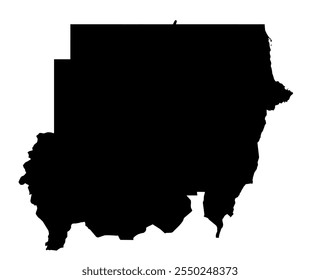 Eine Konturenkarte des Sudan. Vektorgrafik auf transparentem Hintergrund mit schwarzen Landesgrenzen