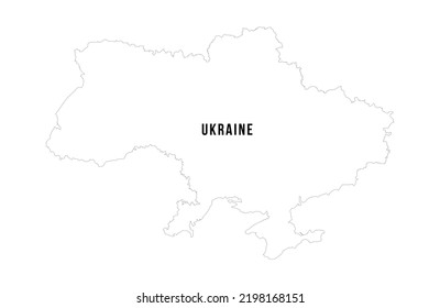 Contour map of the territory of Ukraine. Linear illustration.