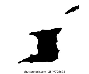 A contour map of Trinidad and Tobago. Vector graphic illustration on a transparent background with black country's borders