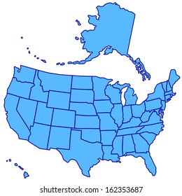 Contour map of the USA.