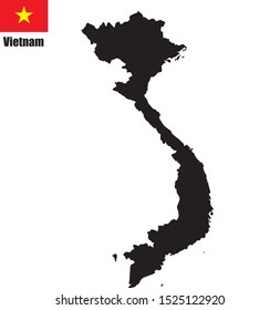Contour map of Vietnam on white background with national flag