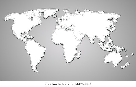 contour map of the world on a gray background