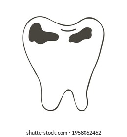 Contour Medical icon. Vector illustration in hand draw style. Isolated. Sore tooth. Caries