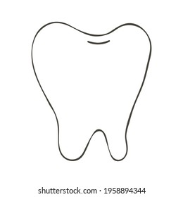 Contour Medical icon. Vector illustration in hand draw style. Isolated. Healthy tooth