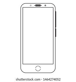 
The contour of a modern smartphone. Modern mobile phone. Smartphone outline mock up vector design template. Mobile phone line icon. Smartphone drawing diagram. Smartphone outline icon.Isolated