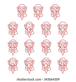 Contour monkey-businessman face expressions