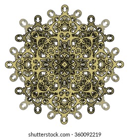 contour, monochrome Mandala. ethnic, religious design element with a circular pattern. Anti-paint for adults. Vector illustration