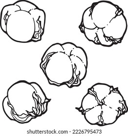 Contour monochrome set of cotton boxes for decorating New Year's decorations. Vector graphic for decor, scrapbooking, holiday design